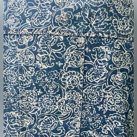 SOLITAIRE DENIM JACKET CRAFTED FLORAL PRINT 4 POCKETS SZ M VERSATILE AESTHETIC - Picture 5 of 14